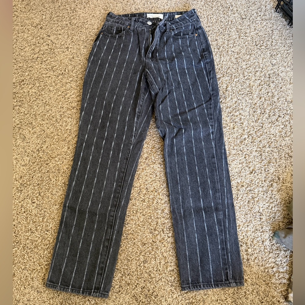 PacSun Black Straight Mom Jeans with White Stripes